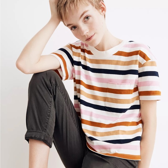 Madewell Tops - Madewell Beatrice Stripe Easy Crop Tee